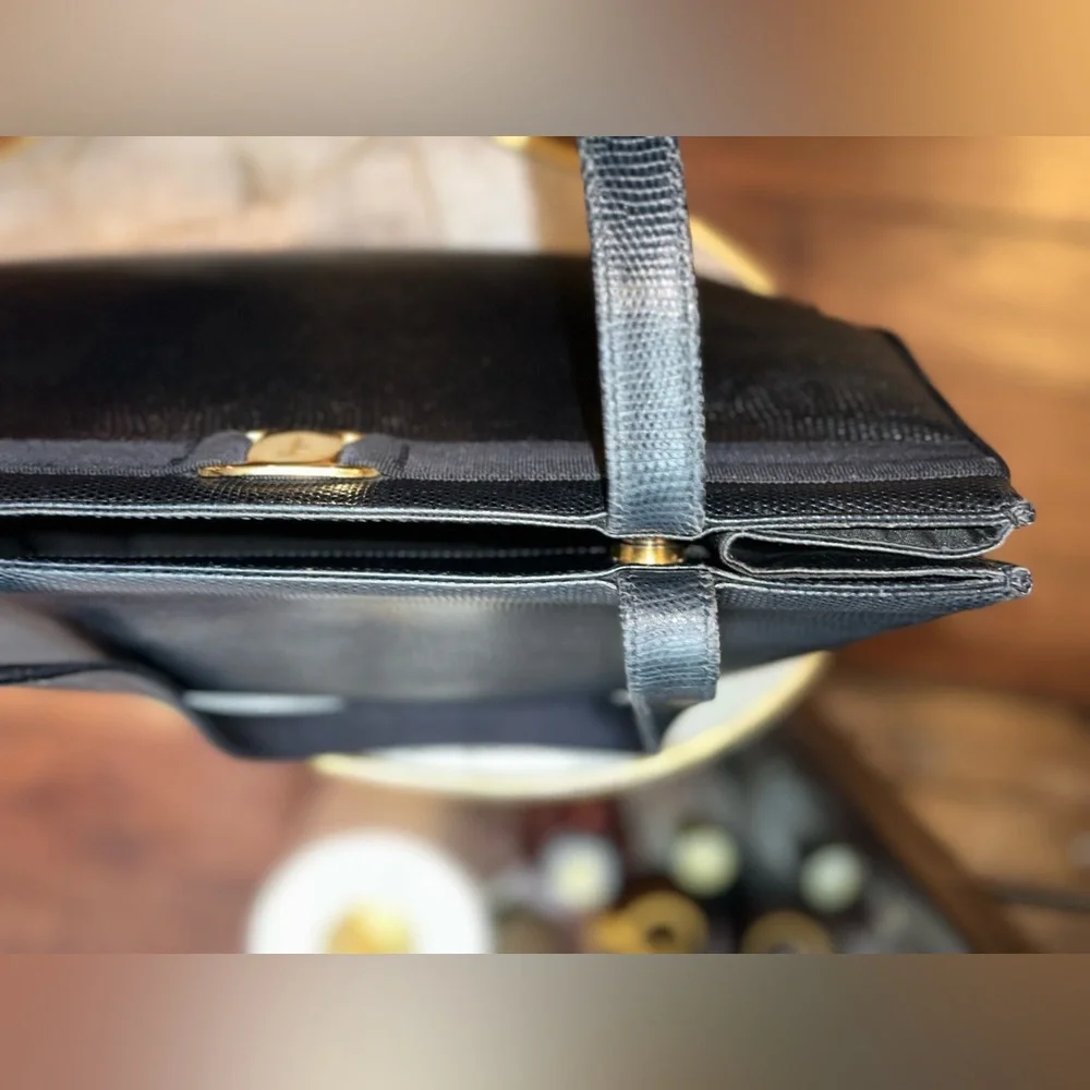 Salvatore Ferragamo Lizard Embossed Vara Tote + 2 Piece Matching Wallet Set - Picture 5 of 16